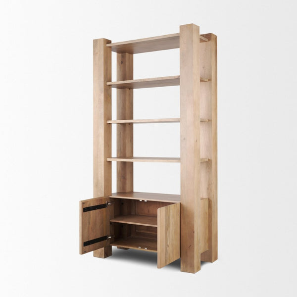Mercana Beth Sturdy Mango Wood Shelving Unit with Open Display and Concealed Storage for Organized Style 70636-AB