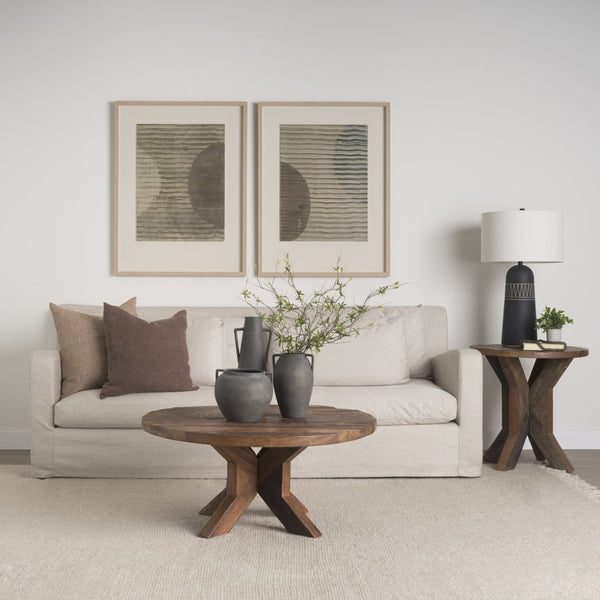 Mercana Kilian Tall Ceramic Double Ear Vase – Sculptural Accent in Earthy Brown-Gray for Modern Spaces Matte | 11.2H 70086