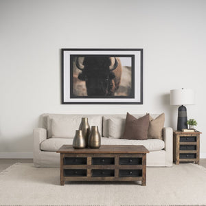 Mercana Wilton Rustic Coffee Table with 12 Unique Storage Drawers for Industrial and Farmhouse Decor 70496