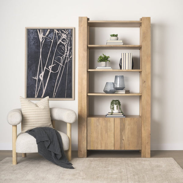 Mercana Beth Sturdy Mango Wood Shelving Unit with Open Display and Concealed Storage for Organized Style 70636-AB