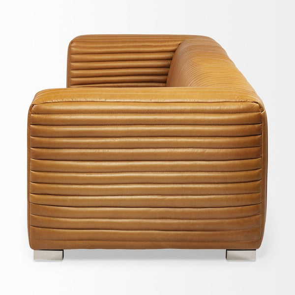 Mercana Ricciardo Three-Seater Sofa - Luxurious Top-Grain Leather with Modern Chrome Feet for Stylish Comfort 70793