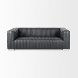 Ricciardo Black Leather Wrapped Three Seater Sofa 82.5L x 38.5W x 26.5H 70794 Mercana