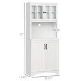 English Elm Homcom Kitchen Hutch, Pantry Cabinet With Glass Framed Door, Adjustable Shelves and Microwave Space For Dining Room, White