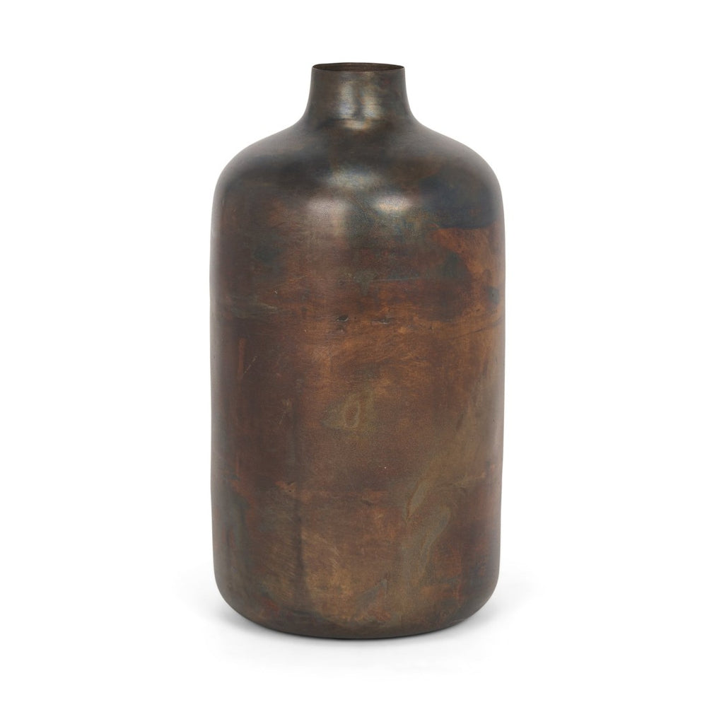 Mercana Daya Handcrafted Antiqued Metal Vase – Elegant Vintage Decor for Tabletops and Shelves, Unique Charm Tall | Gold 70555