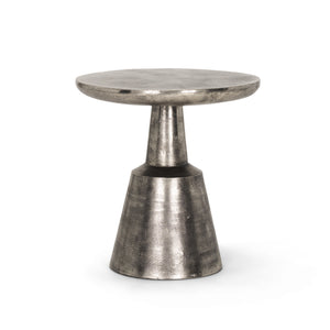 Bobbi Textured Polished Nickel Cast Aluminum Metal Accent Table 70614 Mercana