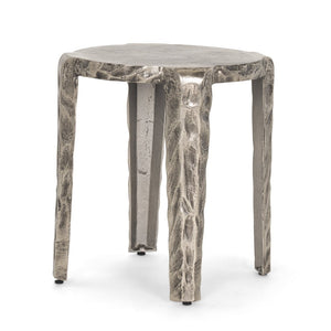 Mercana Randy Textured Silver Aluminum Accent Table – Stylish, Versatile Design for Modern Living Spaces 70615
