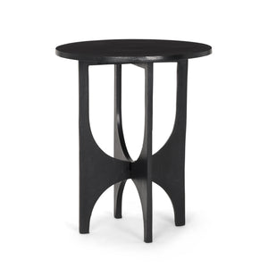 Mercana Sobi Textured Matte Black Round Metal Accent Table 70617