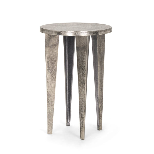 Mercana Maggie Textured Silver Cast Aluminum Accent Table - Stylish, Lightweight Design for Any Space 70618