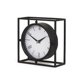 Mercana Raisa Black w/ Gold Antiquing Metal Table Clock 70690