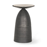 Russo Gunmetal Cast Aluminum with Brown Marble Accent Table 70742 Mercana