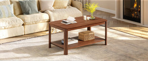 English Elm Arc Corner Oak Coffee Table with Open Shelf Wave Grain Legs Modern Living Room Accent W5563P449954