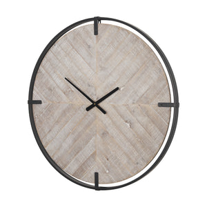 Rani Matte Black Metal with Wood Wall Clock 70691 Mercana