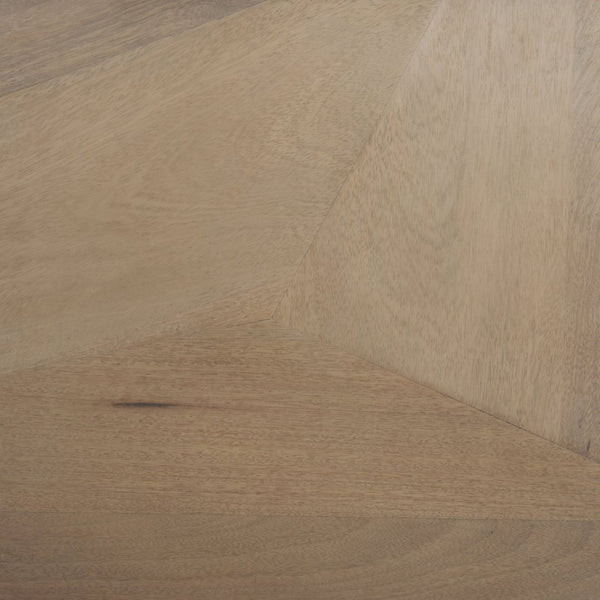 Mercana Darwin Sideboard: Elegant Solid Wood Cabinet with Geometric Doors for Stylish Storage Solutions Light Brown Wood | Black Metal 70683