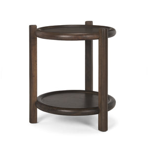 Romi Dark Brown Wood with Bottom Shelf Round Accent Table 70638 Mercana