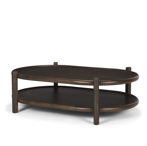Mercana Romi Timeless Oval Coffee Table with Bottom Shelf for Stylish Storage and Display in Any Living Room 70639