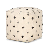 Saanvi Wool with Cream and Black Stitched Cross Patterned Pouf