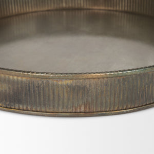 Mercana Varun Handcrafted Antiqued Brass Metal Tray Set of 2 - Vintage Charm for Serving and Organizing Gold Metal | Round 70517