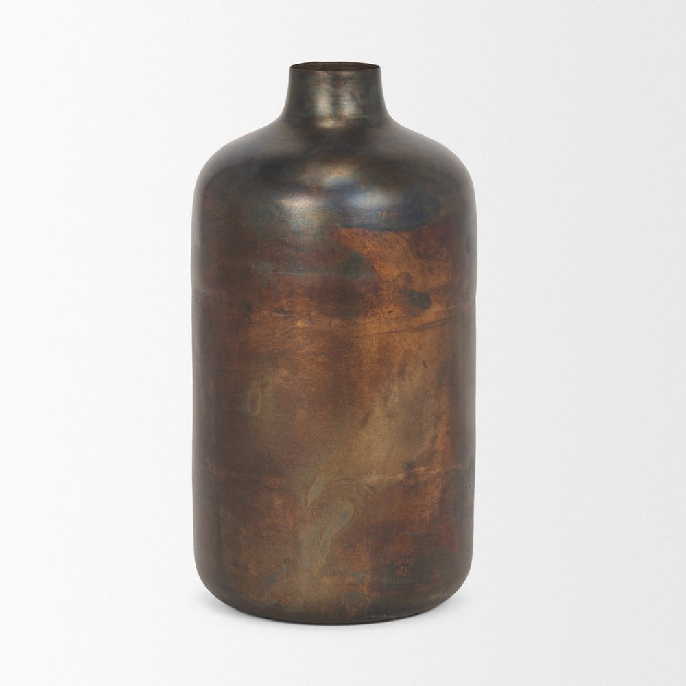 Mercana Daya Handcrafted Antiqued Metal Vase – Elegant Vintage Decor for Tabletops and Shelves, Unique Charm Tall | Gold 70555