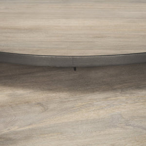 Mercana Clapp Round Nesting Coffee Tables with Solid Mango Wood Tops & Black Iron Base for Modern Spaces White Wash | Silver Metal 70594