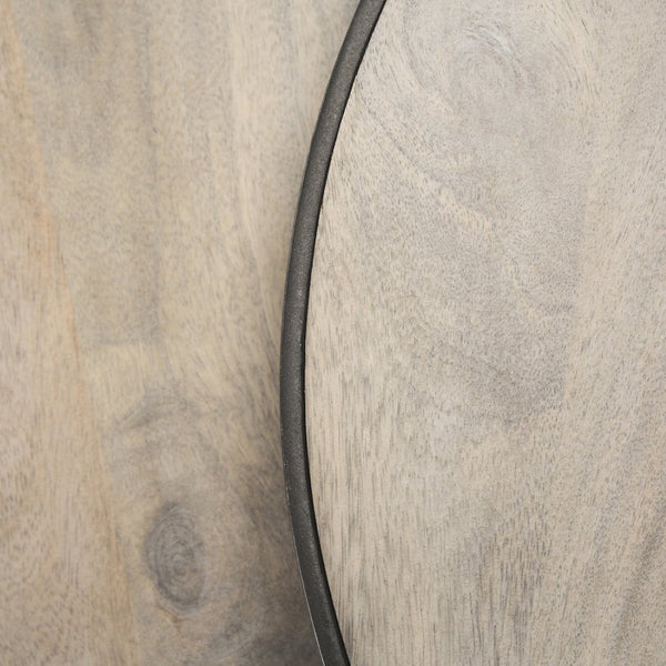 Mercana Clapp Nesting Accent Tables Set of 2 - Modern Round Design with Mango Wood Top and Metal Frame White Wash | Silver Metal 70595