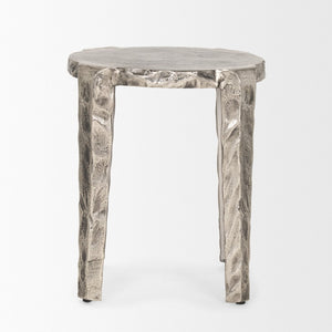 Mercana Randy Textured Silver Aluminum Accent Table – Stylish, Versatile Design for Modern Living Spaces 70615
