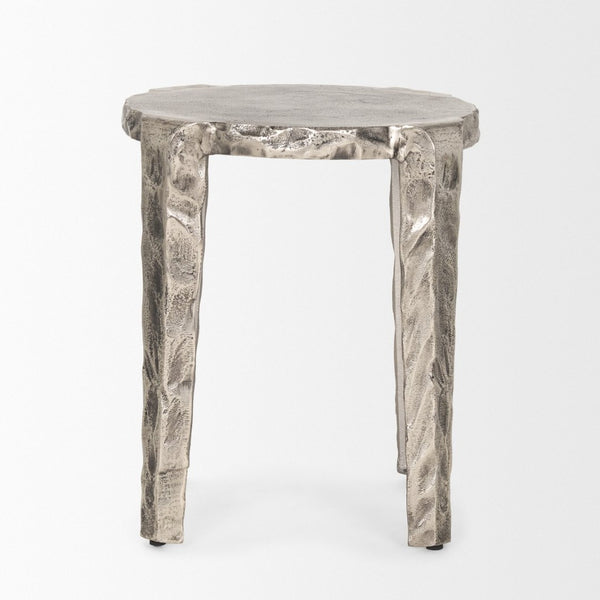 Mercana Randy Textured Silver Aluminum Accent Table – Stylish, Versatile Design for Modern Living Spaces 70615