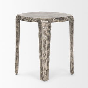 Mercana Randy Textured Silver Aluminum Accent Table – Stylish, Versatile Design for Modern Living Spaces 70615