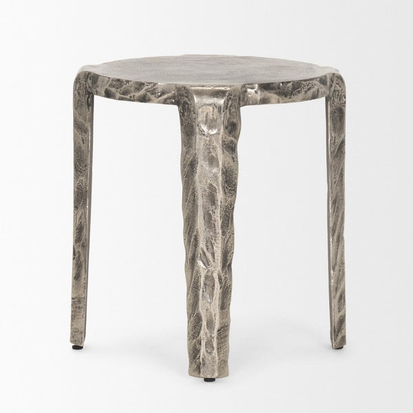 Mercana Randy Textured Silver Aluminum Accent Table – Stylish, Versatile Design for Modern Living Spaces 70615