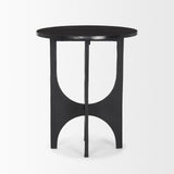 Mercana Sobi Textured Matte Black Round Metal Accent Table 70617