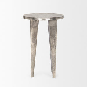 Mercana Maggie Textured Silver Cast Aluminum Accent Table - Stylish, Lightweight Design for Any Space 70618