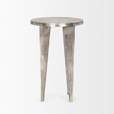 Maggie Textured Silver Nickel Cast Aluminum Metal Accent Table 70618 Mercana