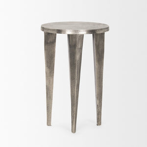 Mercana Maggie Textured Silver Cast Aluminum Accent Table - Stylish, Lightweight Design for Any Space 70618