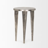 Maggie Textured Silver Nickel Cast Aluminum Metal Accent Table 70618 Mercana