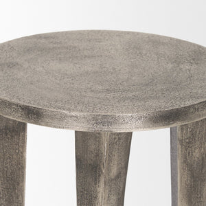 Mercana Maggie Textured Silver Cast Aluminum Accent Table - Stylish, Lightweight Design for Any Space 70618