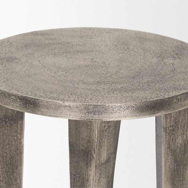 Mercana Maggie Textured Silver Cast Aluminum Accent Table - Stylish, Lightweight Design for Any Space 70618