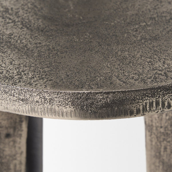Mercana Maggie Textured Silver Cast Aluminum Accent Table - Stylish, Lightweight Design for Any Space 70618