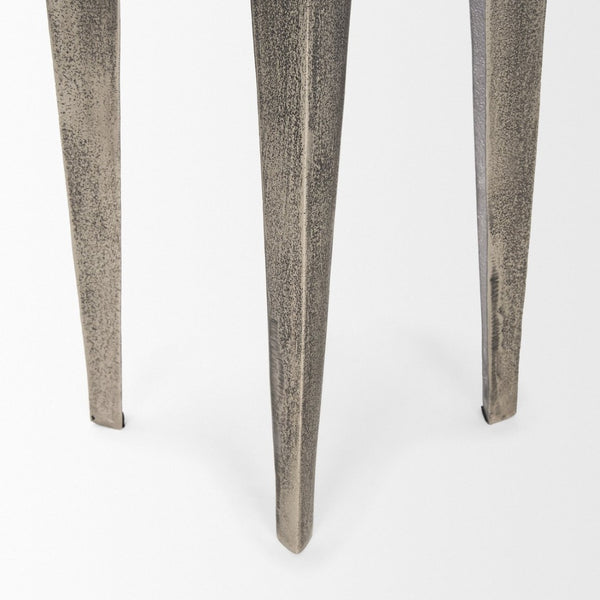 Mercana Maggie Textured Silver Cast Aluminum Accent Table - Stylish, Lightweight Design for Any Space 70618