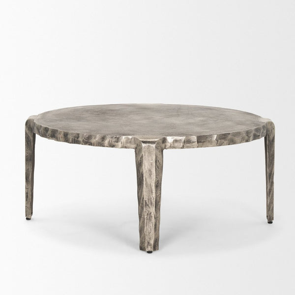 Mercana Randy Elegant Cast Aluminum Coffee Table with Textured Finish for Modern Living Room Decor 70619