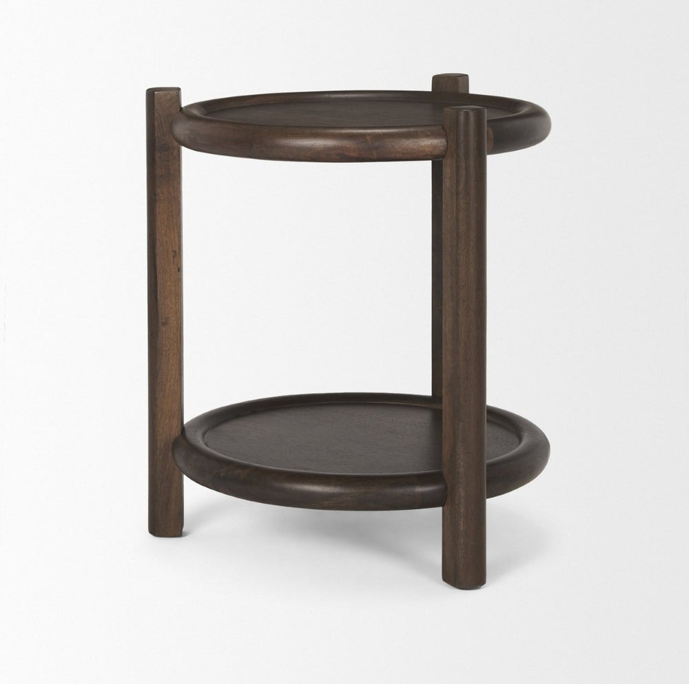 Mercana Romi Stylish Round Accent Table with Two-Tier Design - Perfect for Living Room, Bedroom, or Entryway 70638