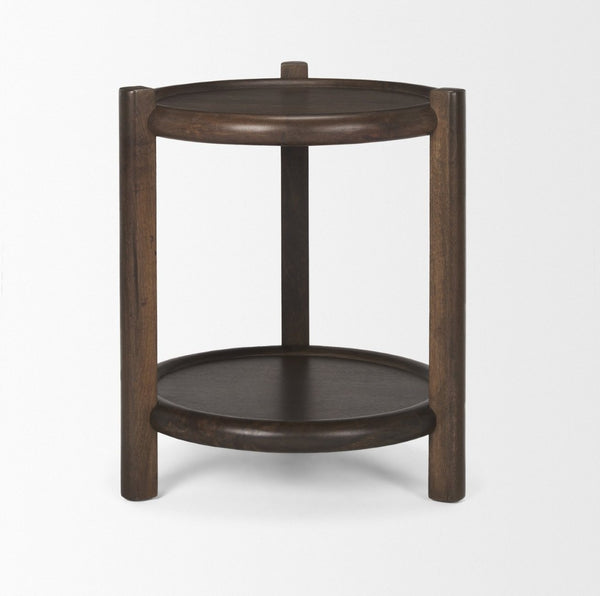 Mercana Romi Stylish Round Accent Table with Two-Tier Design - Perfect for Living Room, Bedroom, or Entryway 70638