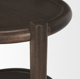 Romi Dark Brown Wood with Bottom Shelf Round Accent Table 70638 Mercana