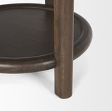 Romi Dark Brown Wood with Bottom Shelf Round Accent Table 70638 Mercana