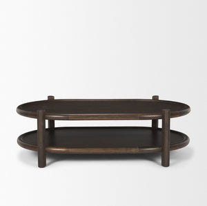 Mercana Romi Timeless Oval Coffee Table with Bottom Shelf for Stylish Storage and Display in Any Living Room 70639