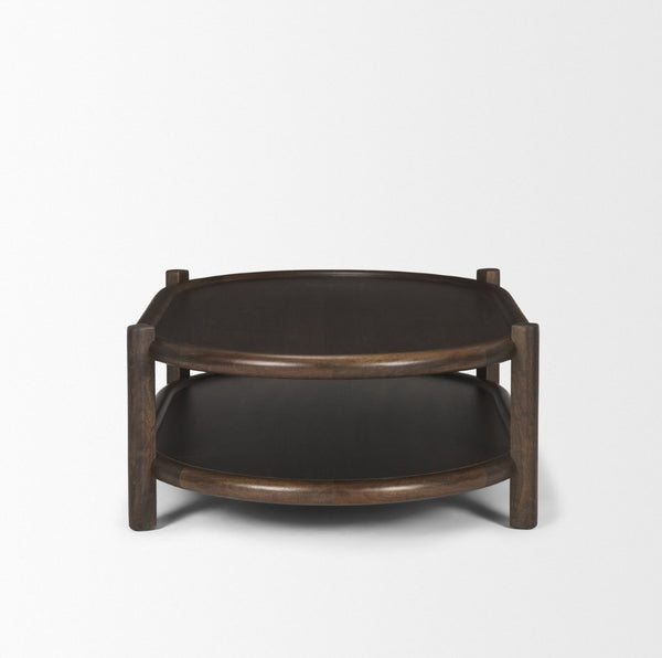 Mercana Romi Timeless Oval Coffee Table with Bottom Shelf for Stylish Storage and Display in Any Living Room 70639