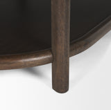 Romi Dark Brown Wood with Bottom Shelf Oval Coffee Table 70639 Mercana