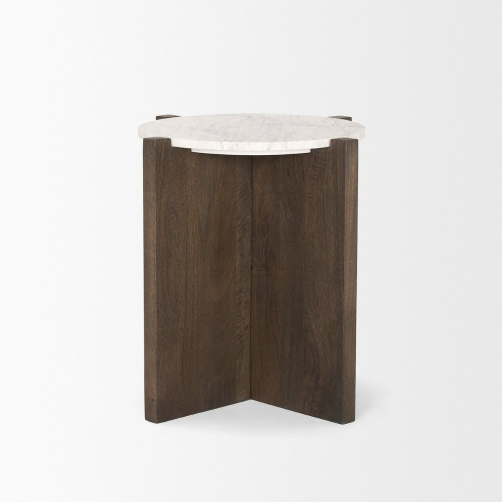Mercana Bianca Accent Table - Elegant Round Design with Unique Marble Top, Perfect for Modern Interiors 70680