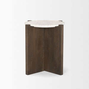 Mercana Bianca Accent Table - Elegant Round Design with Unique Marble Top, Perfect for Modern Interiors 70680