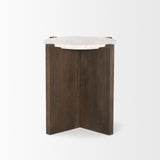 Mercana Bianca Dark Brown Wood w/ Marble Round Accent Table 70680