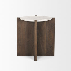 Mercana Bianca Accent Table - Elegant Round Design with Unique Marble Top, Perfect for Modern Interiors 70680