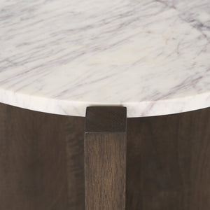 Mercana Bianca Accent Table - Elegant Round Design with Unique Marble Top, Perfect for Modern Interiors 70680